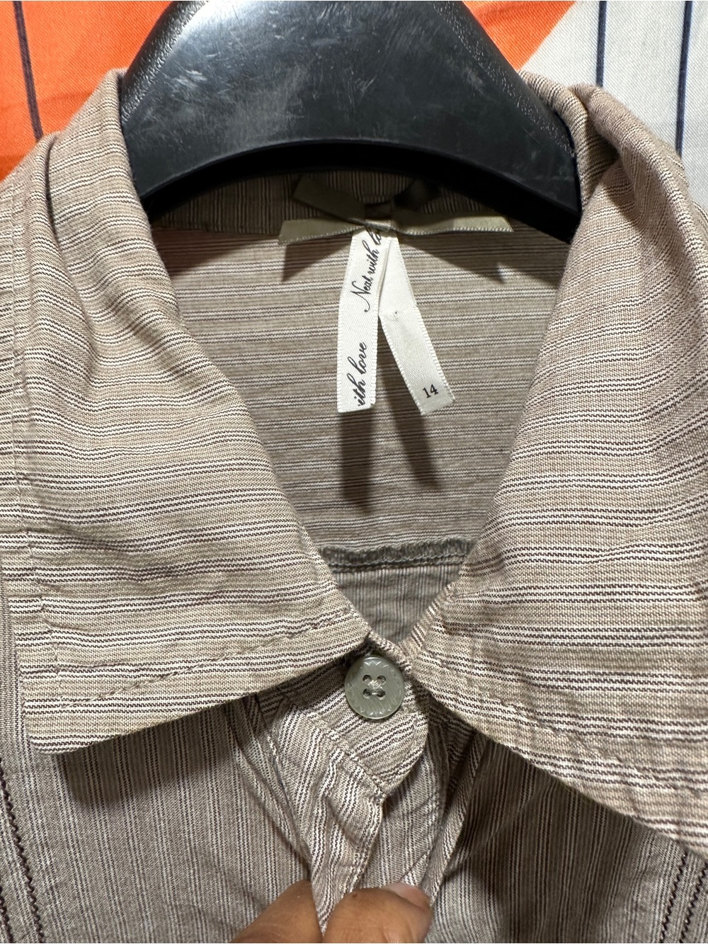 Light Taupe Striped Button-Up Shirt - Picture 2 of 6